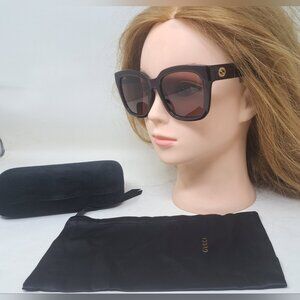 NEW Gucci Womens Sunglasses Burgundy Brown Lenses Square GG1338S 005 54-19-140 M